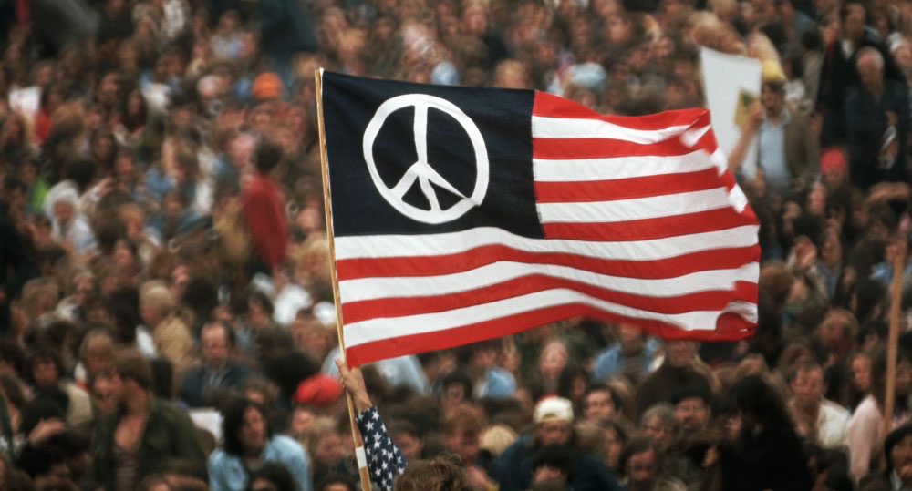 Peace symbol USA flag