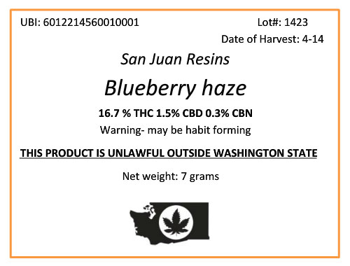 Marijuana label Washington
