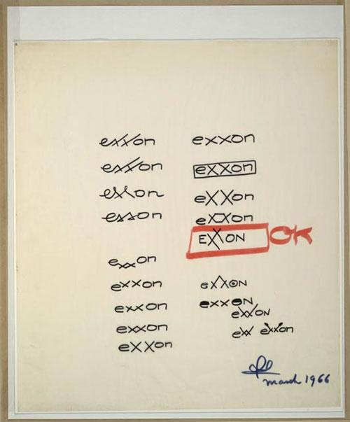 Exxon logo sketches by Raymond Loewy