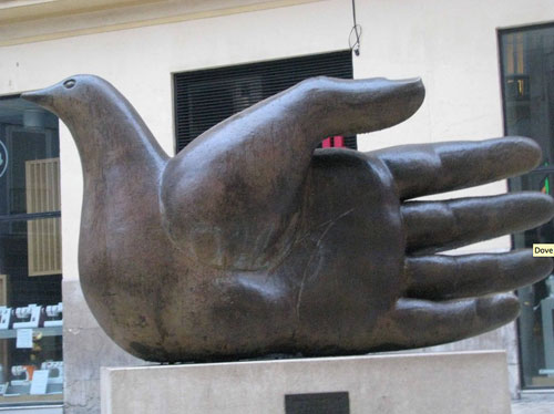 Dove hand statue