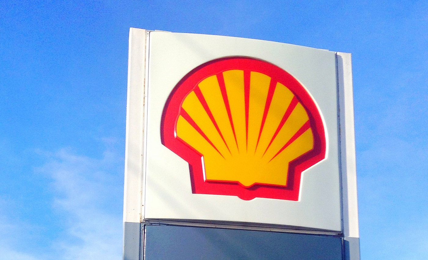SHELL GASOLINE LOGO ON WHITE PEARL MARBLE 
