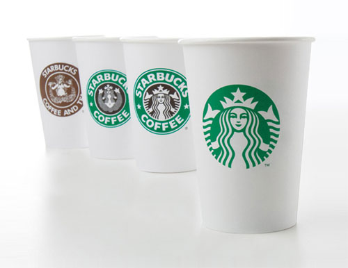Starbucks logo on coffee cups