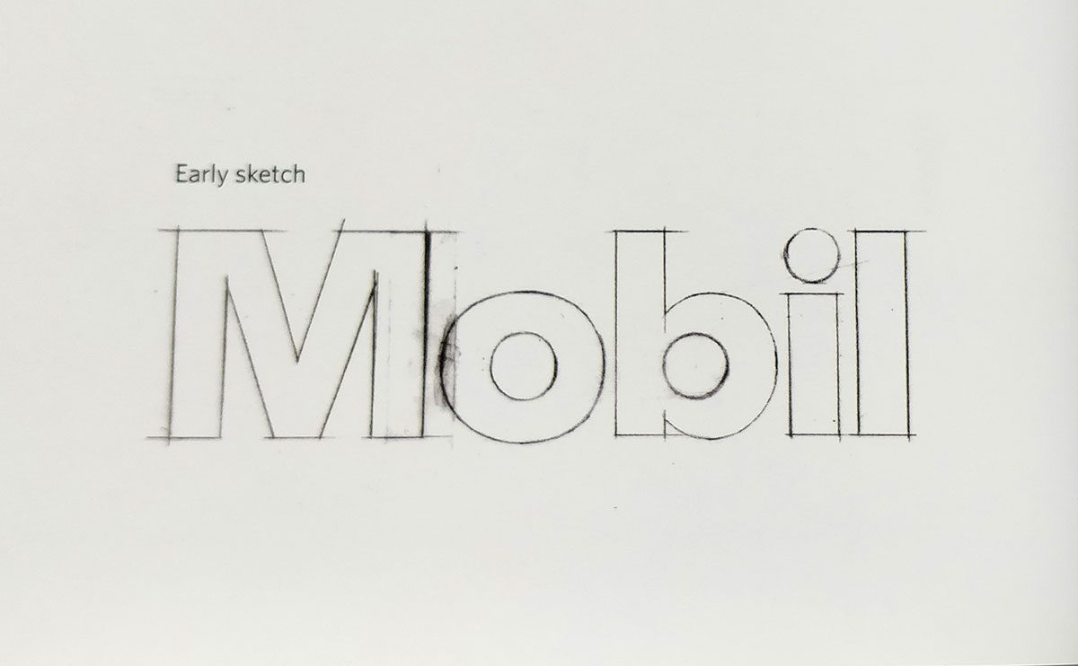 Mobil logo sketch Tom Geismar 1964