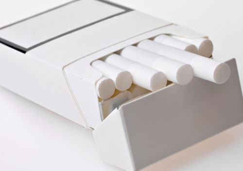 Blank cigarette packaging
