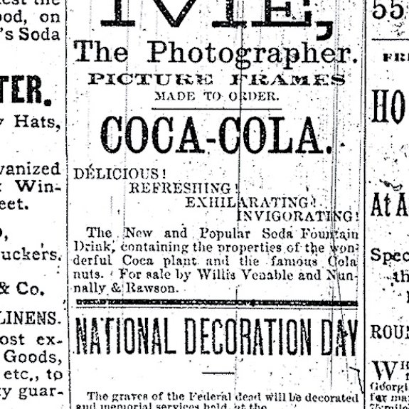 Ensimmäinen Coca-Cola-mainos, Atlanta-lehti, 1886